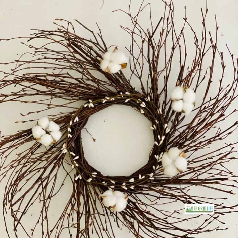 Farmhouse wreath for spring on a white background