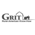 Logo with the word "GRIT," a barn and tractor graphic, and the tagline "Rural American Know-How" beneath.