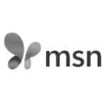 Black and white MSN logo featuring a butterfly symbol to the left of the lowercase letters "msn.