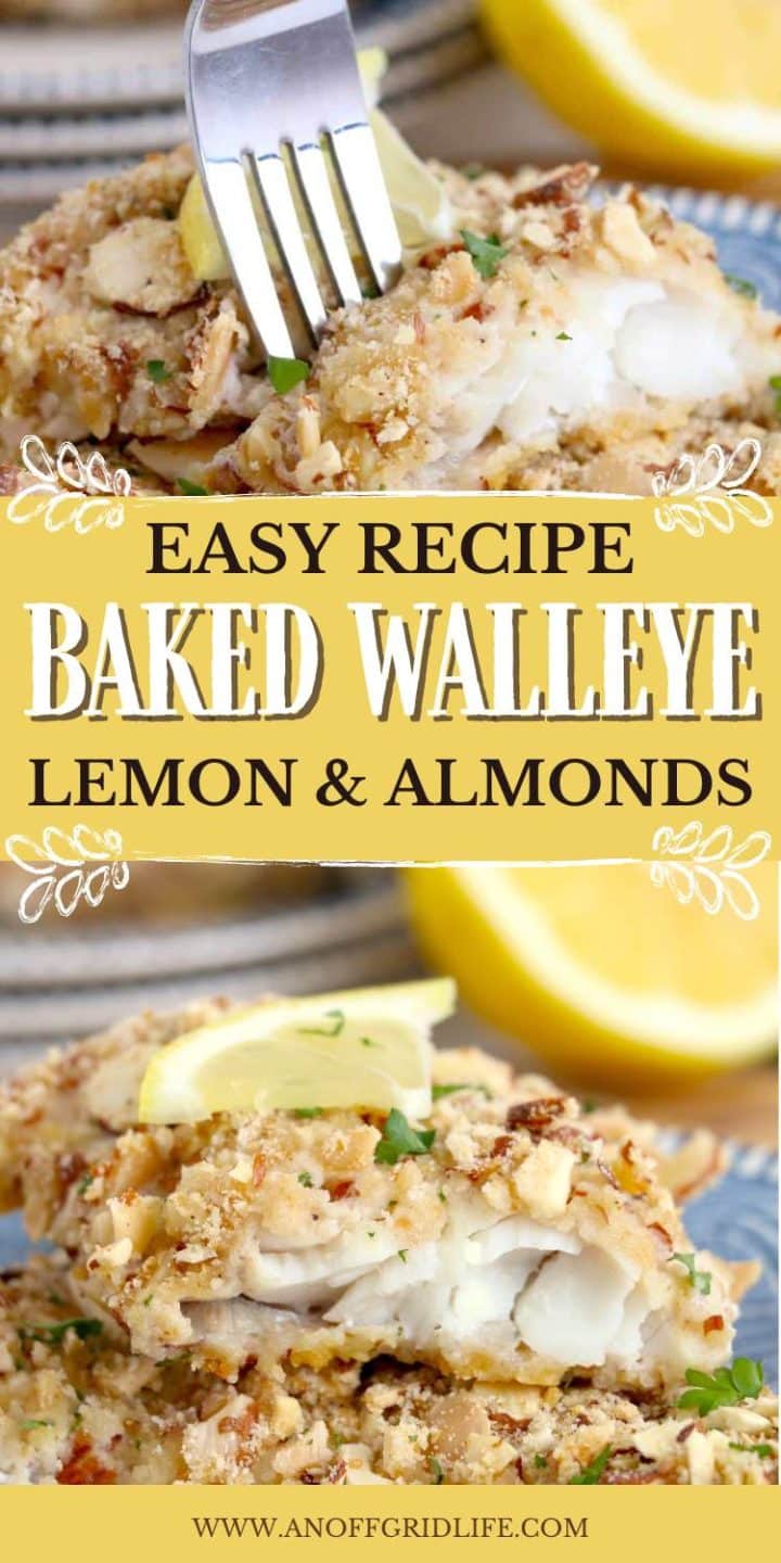 Baked walleye recipe with lemon and almonds.