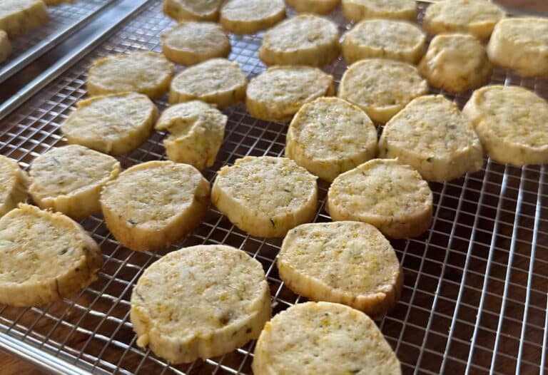 Dandelion cookies on rack
