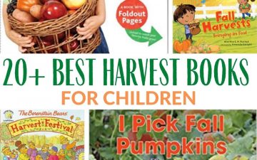 20 Best Harvest Books for Kids text overlay on collage of picture books
