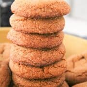 Old Fashioned Molasses Cookies Stacked on a Plate