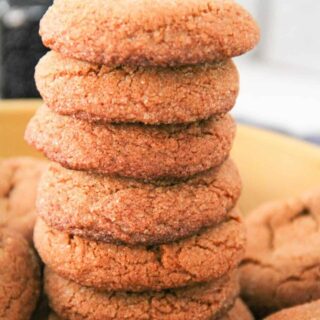 Old Fashioned Molasses Cookies Stacked on a Plate