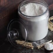 Homemade laundry powder in jar.