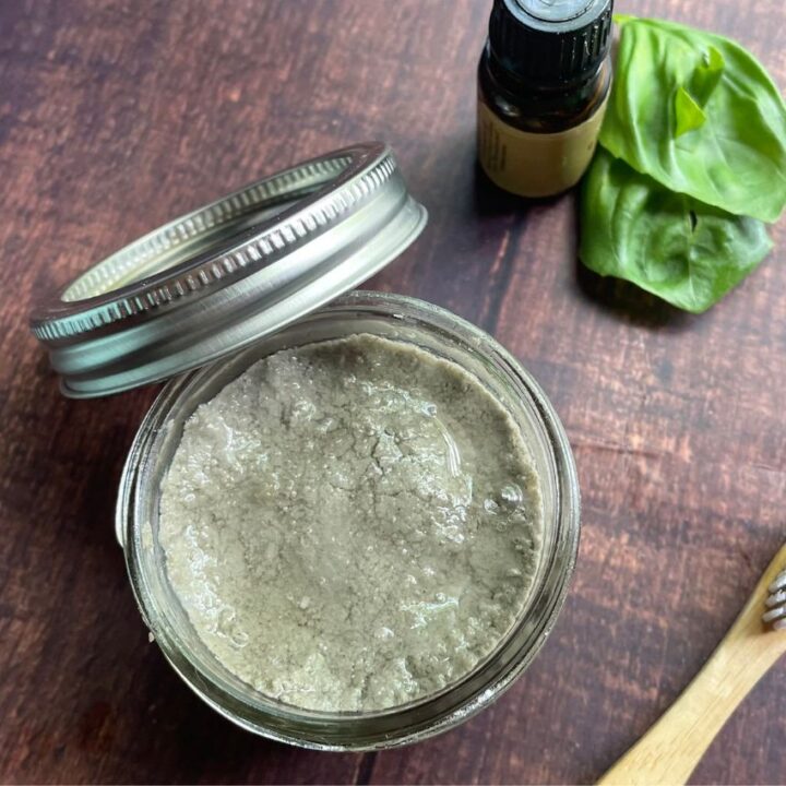Homemade toothpaste in jar