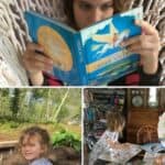 Children reading in hammock, working in garden and doing art