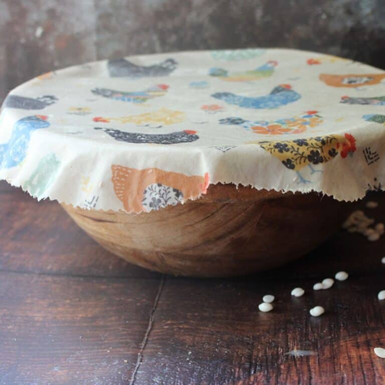 Beeswax wrap covering bowl