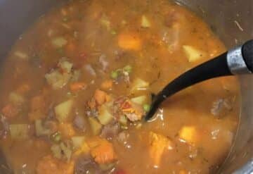 Ptarmigan spruce grouse stew in pot.
