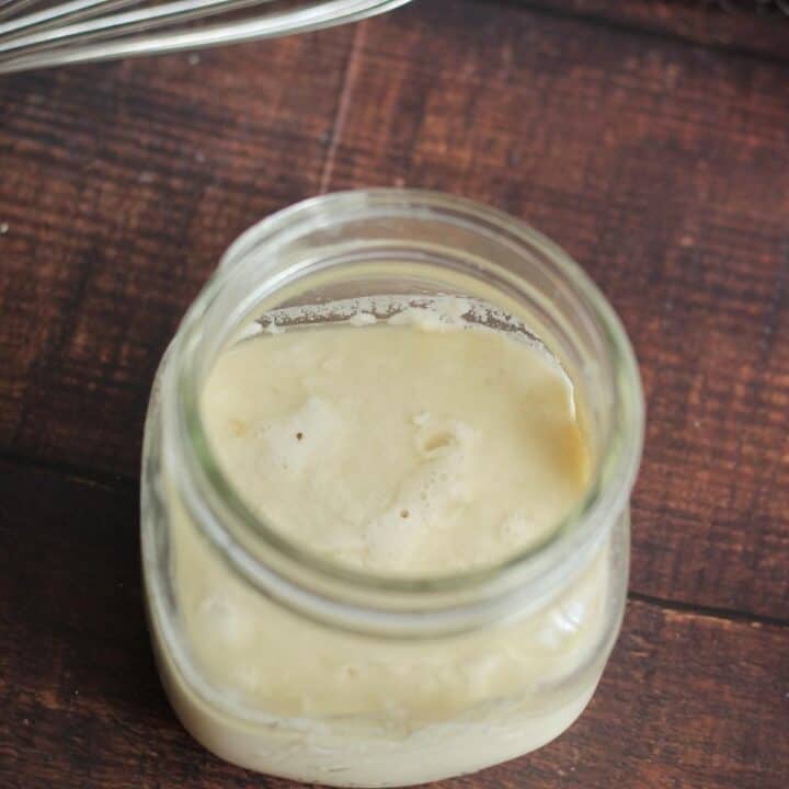 Homemade Sourdough Starter in Glass Mason Jar