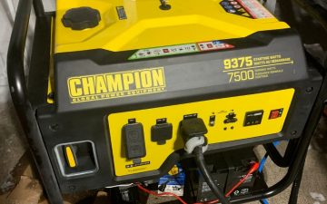 Generator for home use sitting outdoors