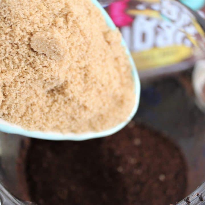 A spoon full of sugar for the coffee sugar body scrub.