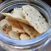 Sourdough discard crackers in a jar