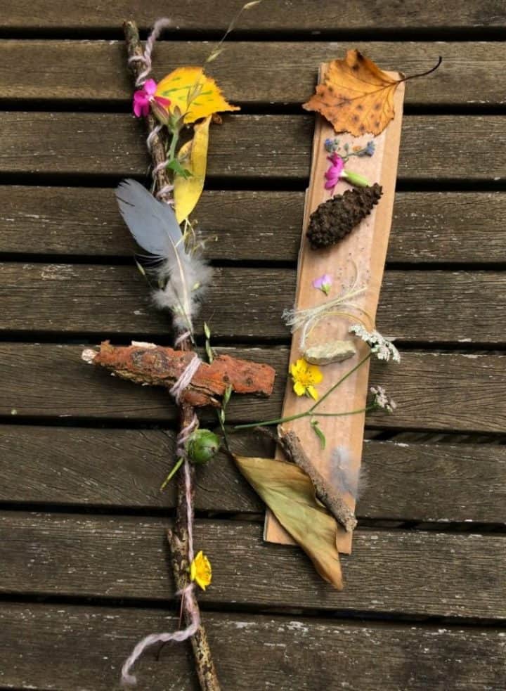 journey sticks from nature walk