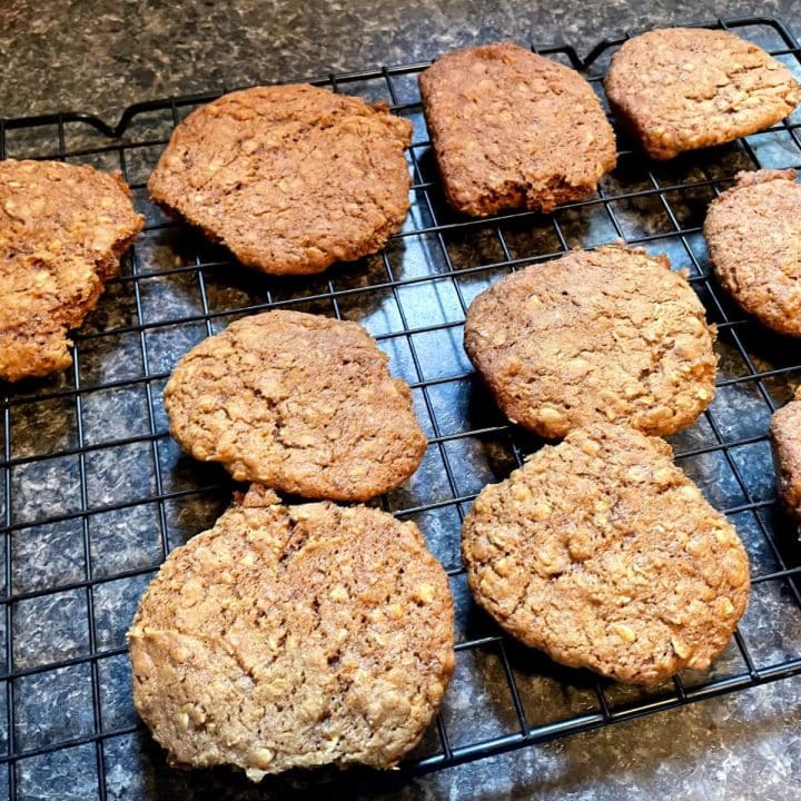 Goat treat cookies on a cooling rack.